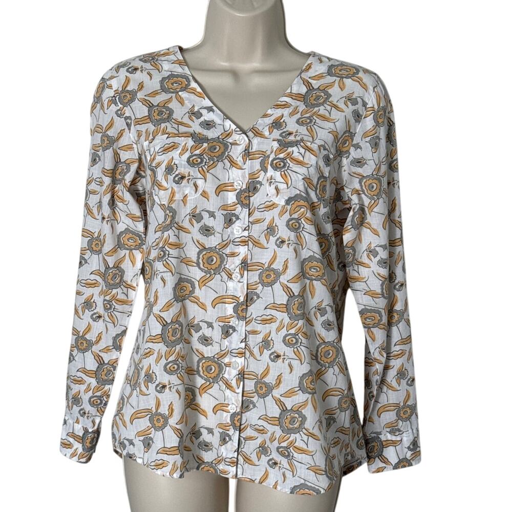 Orvis‎ Women's Long Sleeve Button Front Floral Blouse Size XS